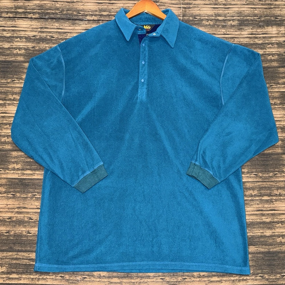 Vintage 90s REI Polartec Mens XL 1/4 Snap Button Fleece Pullover Sweater GORP